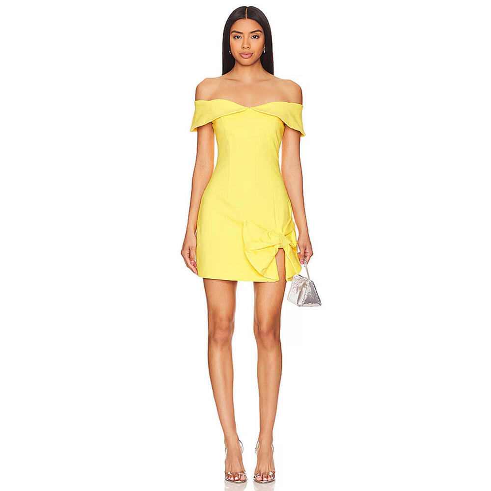 Revolve ELLIATT CADENCE  off the shoulder yellow mini dress size XL NWT $240msrp